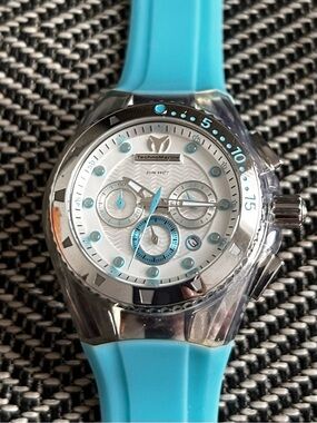 Technomarine Turquoise Silicone Strap Chronograph Watch w/ extra white strap